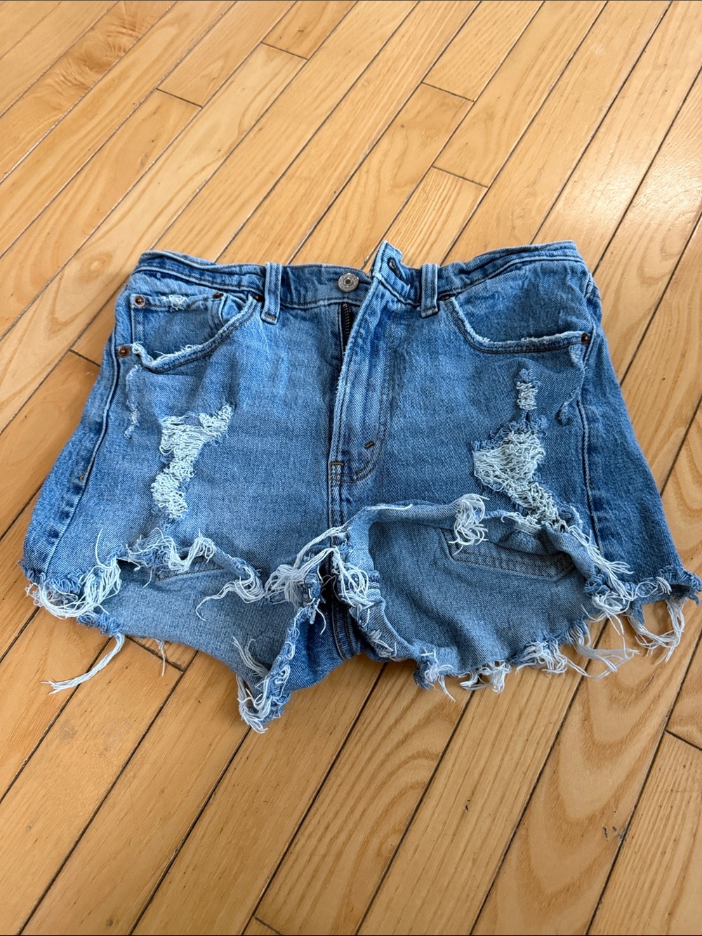 Abercrombie High Rose Mom Shorts- Blue
